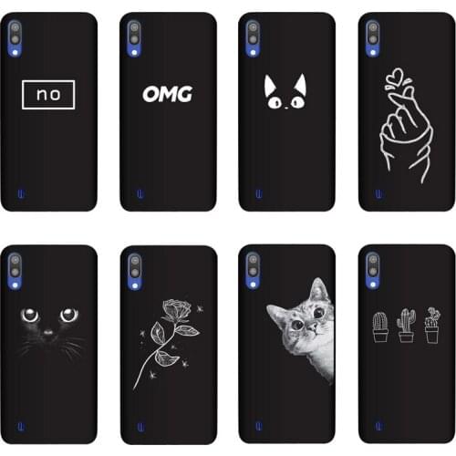 QAQsam Silicone Cover For Samsung Galaxy M10 Case Painting Flower Cat Moon Matte Phone Cases Funda