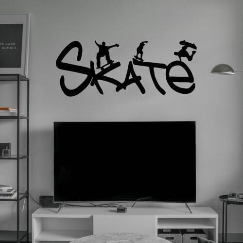 Skate Vinyl Calligraphy Art Wall Art Decal Skateboard Sports Sticker For Home Living Decoration Removable A002790
