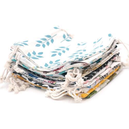 100% Cotton Bag 14x16cm Jewelry Storage Bag Beautiful Gift Party Wedding Packing Bag Jewelry Drawstring Pouches 100pcs DTY Bags