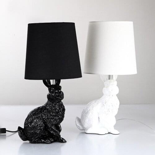 Led Rabbite Lamp Resin and Cloth Modern Animals Table Lamp Decoration Lights Nordic Desk Lamp for Bedroom Bedside Indoor Lights