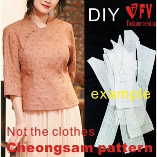 Improved cheongsam pattern womens short style U-shaped collar blouse 1:1 pattern physical clothing cutting drawings BQP-68