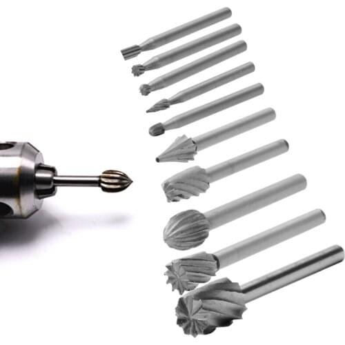 L9BE 10pcs Rotary File Electric Grinding Polishing Head Engraving Cutter Wood Tool