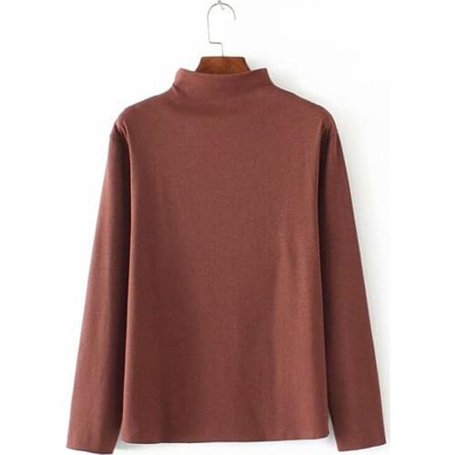 Plus size XL-4XL Cotton Bottoming Tshirt Long sleeve Turtleneck T-shirt Women stretch Tops Spring Autumn Skinny Basic Tight G637