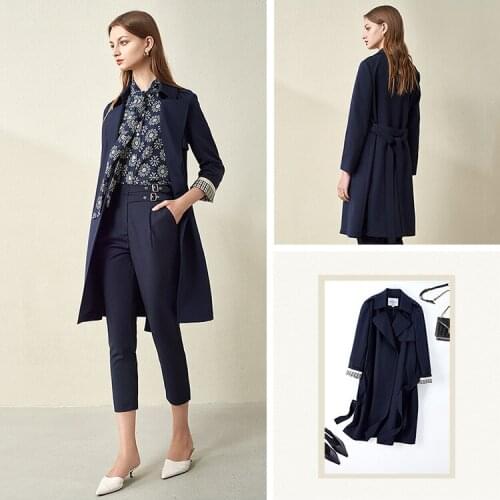 Pinge fashion windbreaker coat spring and autumn coat women 2021 new medium and long British temperament ol