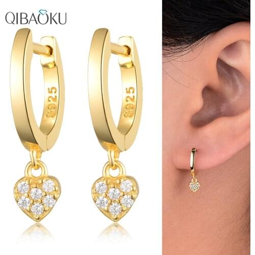 925 Sterling Silver Hoop Earring Gold Circle Color Zircon Ear Jewelry Sweet Simple Noble Gift Earrings for Women