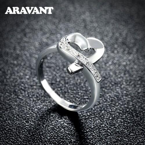 925 Silver Heart Finger Ring For Women Wedding Jewelry Accessories
