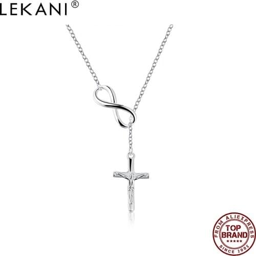 LEKANI Classic Cross Pendant Necklace For Women White Christian Jesus Necklaces Female Anniversary Fashion Jewelry Free Shipping
