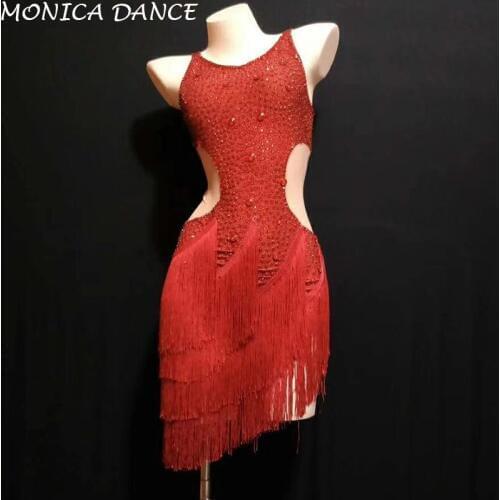 Women Sexy female Singe Rhinestone Fringes Party Birthday Celebrate Silver White Dress Fashion Dance Costume Customize Size