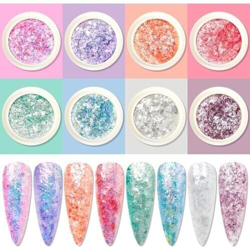 1 Box 3D Sequins Nail Glitter Holographic Flakes Mixed Spangles Paillette Manicure Nail Art Decorations