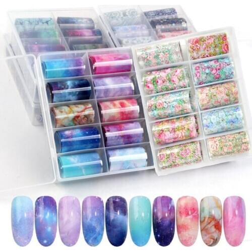 10Rolls/Set Holographic Nail Foil Transparent AB Color Nail Art Transfer Sticker 4*100cm Manicure DIY Tips Sticker Decorations