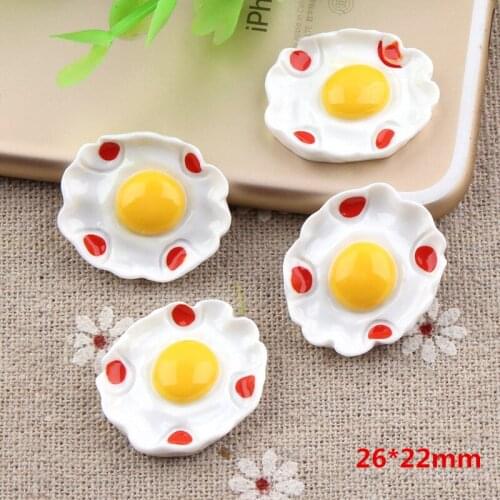 10pcs 26*22mm Cute Resin simulated food egg charms kawaii flatback cabochon sticker for diy jewelry making findings components