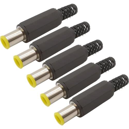 2/5/10Pcs 6.5 x 4.4mm with 1.3mm Tip DC Power Male Plug Welding Assembly 4.4*6.5 mm DC Connector DIY Parts Adapter Yellow Head