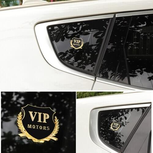 2pcs Lot 3D Logo Car Door Window Chrome Emblem Badge Body Decal Motorcycle Metal Decoration VIP Sticker