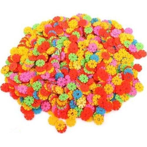 300pcs/lot Colored Snowflake Plastic Blocks Spelling Childrens Puzzle Interconnecting Blocks Toys Intelligence Toys LYQ