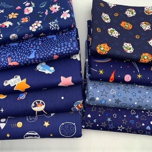 9pcs/set 25x20cm DIY Handmade Sewing Supplies Space Star Patchwork Cloth Multi Purpose Nordic Style Cotton Fabric for Household