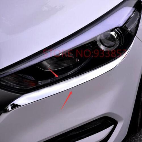 ABS Chrome 2 Pcs/Set Car Headlight Lamp Eyebrow Cover Exterior Decoration Trim For Tucson 2016 2017 2018