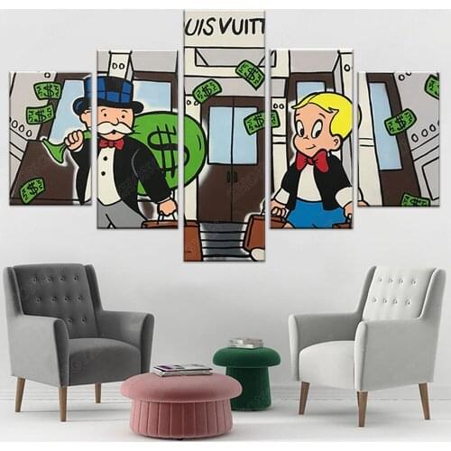 Alec Monopolyingly Love Is Answer 5 Panel Canvas Prints Picture Modular Paintings For Living Room Poster On The Wall Home Decor