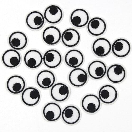Cartoon 5pcs Eyes Embroidery Iron on Patches for Clothing Black White Appliques Shoes T-shirt Clothes Sticker Stripes Badge DIY