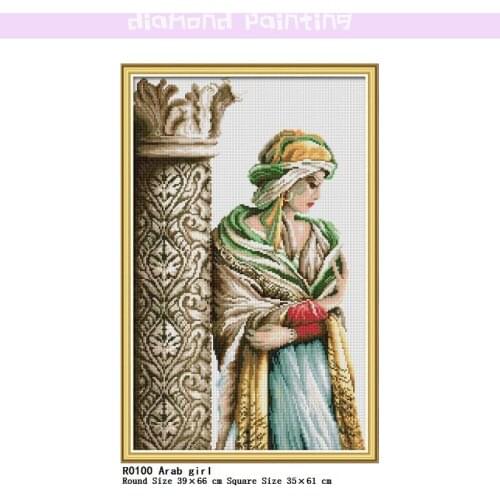 Arab Girl 5D Square & Round Diamond Complete Mosaic Painting Diamond Cross Stitch Kits Diamonds Embroidery Full Drill Home Decor