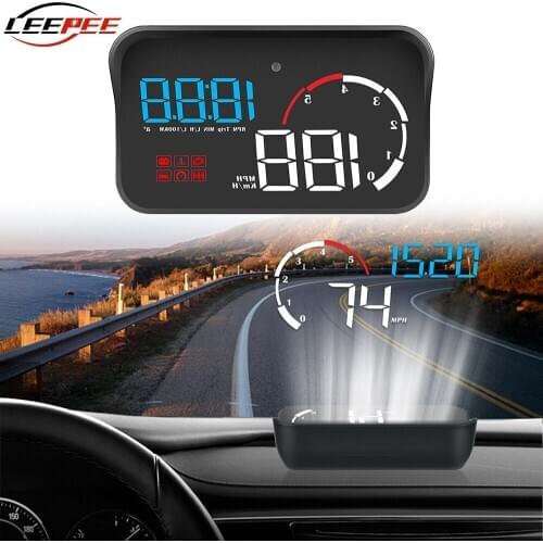 LEEPEE Car Accessories HUD Car Head Up Display OBD2 Overspeed Warning M10 A100 Windshield Projector Multifunction Alarm System