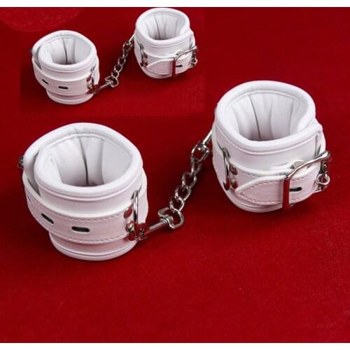 White PU Leather Soft Padded Handcuffs Anklecuffs For Sex Games ,BDSM Bondage Restraint Cosplay Wrist Hand /Ankle Cuffs Sex Toys