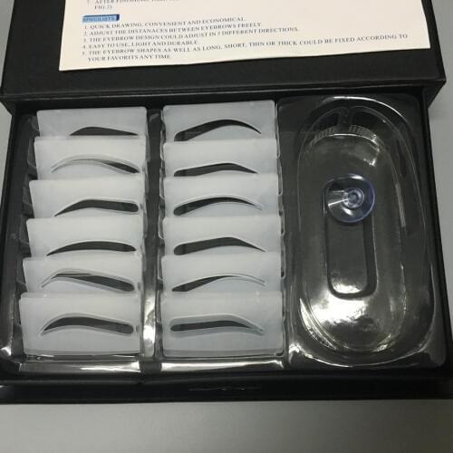 Free Shipping 12 Shaping Versions Stencil Eyebrow Designs Kit for Permanent Makeup Eyebrow Line Stencil Kits