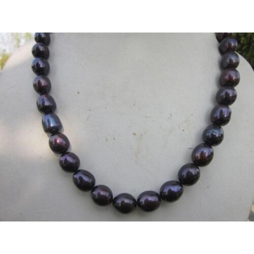 FREE shipping>>>>real charming natural 11-13mm tahitian black pearl necklace 18"