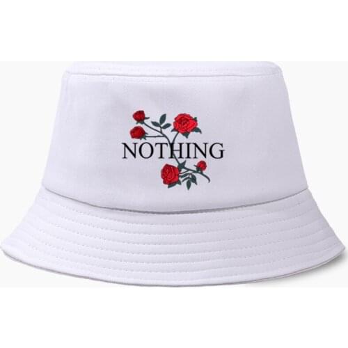 Floral Red Rose Nothing Bucket Hat Panama Men Cap Women Bob Fishing Hats Panamas Cotton Outdoor Sunscreen Fisherman Print Caps