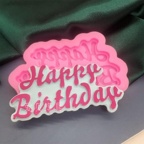 Happy birthday mold chocolate cake decoration baking fondant mold handicraft resin mold gypsum mold baking accessories