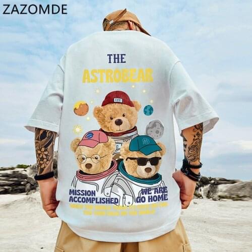 ZAZOMDE 100% Cotton Custom T Shirt Three little Bears printing Men Women Couple clothes Print Original Design High Quality Tees