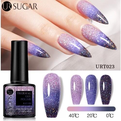 UR SUGAR 7.5ml Thermal Nail Polish Gel Sequins Glitter Matte Color Temperature Color Changing Varnishes Soak Off UV LED Gel