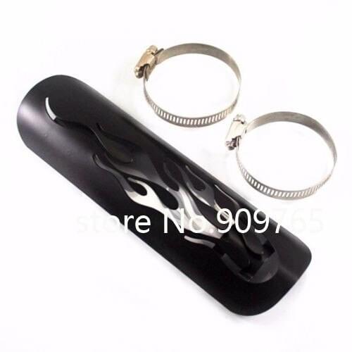 Black Flame Exhaust Muffler Pipe Heat Shield Cover Heel Guard For Harley Honda Kawasaki Suzuki Yamaha Cruiser