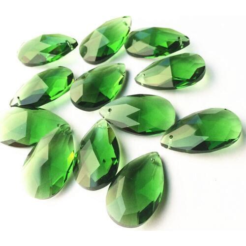 100% quality 10pcs/lot 38mm Green Color crystal faceted pear pendant,crystal prism pendant for DIY chandelier hanging parts
