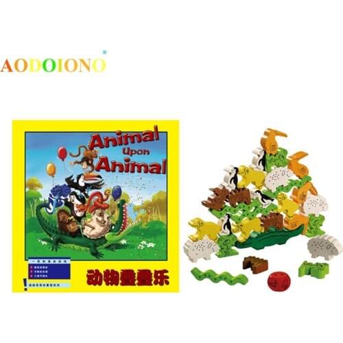 Animal Upon Board Puzzle Game Toy Wooden Table Desktop Playing Game for Family Friends Kids Early Education Puzzles Toys