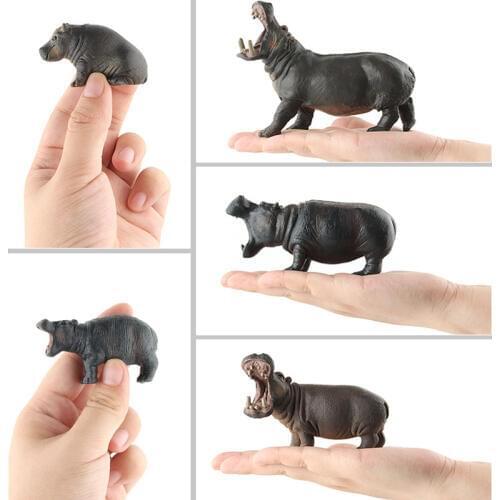 Simulation Hippopotamus Figure Collectible Toys Solid PVC Animal Soft Rubber Toys