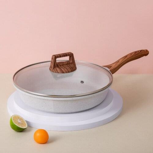 20-28CM Maifan Stone Wok Non-stick Frying Pan with Glass Lid High Quality Deepening Frying Pan for Induction Cooker Gas Stove