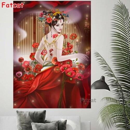 Geisha Flower DIY 5D Diamond Painting Japanese Woman Full Square Round Drill Mosaic Diamond Cross Stitch Kit Embroidery PP2191