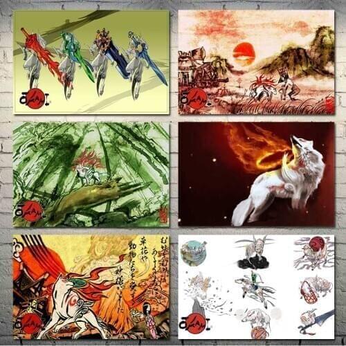 Okami Fire Wolf Animation Canvas Paintings Home Decor Modular Pictures Modern Printed Poster For Living Room Wall Art No Frame