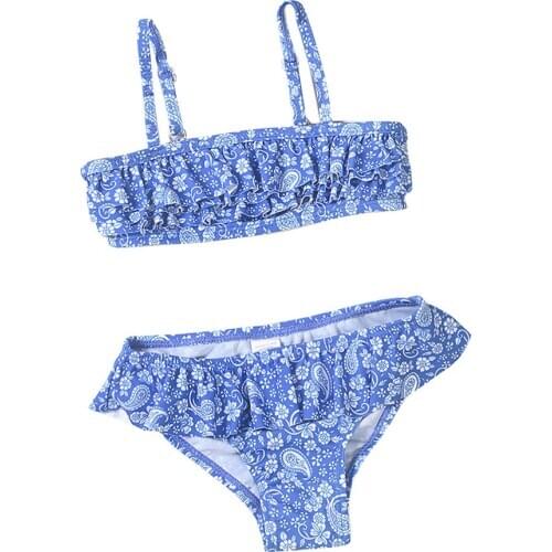 Girls Leaf Print Ruffle Bikini Set Two-piece Swimsuit eachwear Pool 2 Pices Swimsuit Kids Swimsuit Baby Girls Swimwear