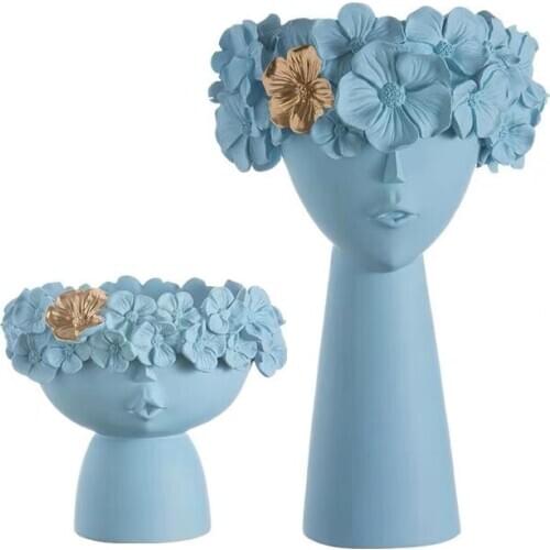 [MGT] Creative resin portrait art vase decoration modern home decoration crafts decoration girl heart gift