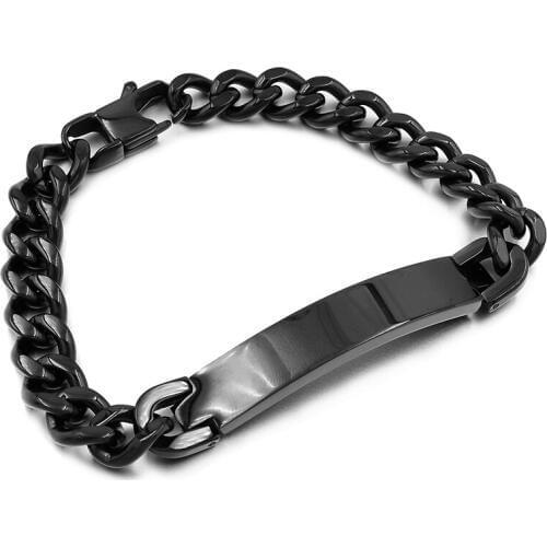 Dolaime Stainless Steel Bracelet Man,Fashion Link Chain Exquisite Jewelry ID Men Bracelet Cuff Punk Women Bijoux,Wholesale GB035
