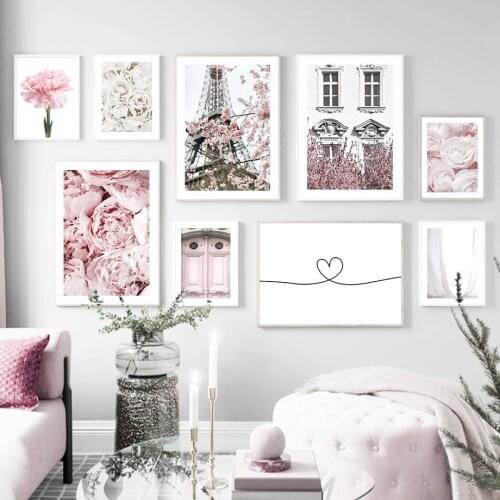 Paris Tower Rose Carnation Flower Wall Art Canvas Painting Nordic Posters And Prints Decoration Pictures For Living Room Mural