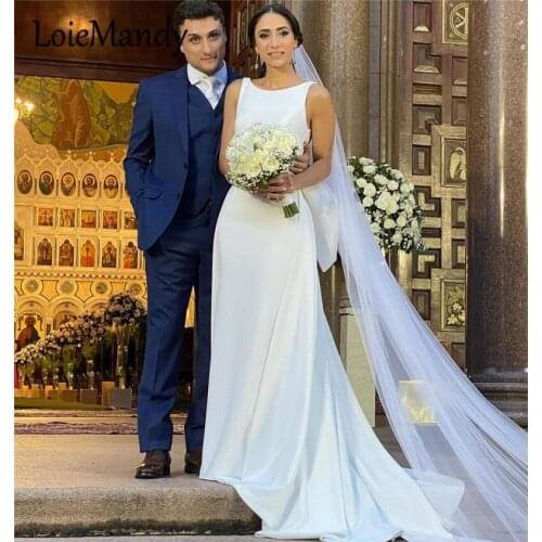 Charming White Satin Wedding Dress For Pregnant Women 2021Backless Victorian Style Gown With Bowknot Formal Vestido de mujer