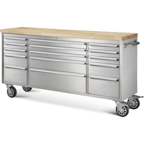 Factory Direct 72 inch 15 Drawers Garage Storage Cabinets with Workbench Tool Trolley