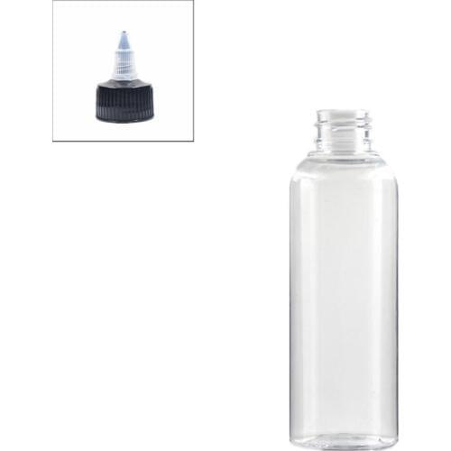 200ml empty plastic bottle, clear pet bottle with black Twist Top Caps pointed mouth top lid