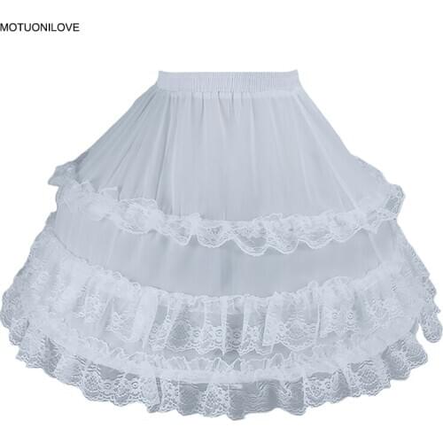 Adjustable Petticoats 3 Fish-bone Short Skirts Cosplay Carmen Slip Liner Lace Trim Girls Lolita Skirt Underskirt Jupon Crinoline