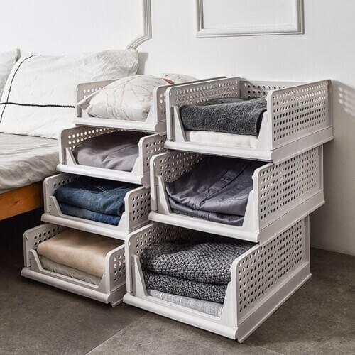 Detachable Wardrobe Organizer Clothes Storage Basket Multi-layer Stackable Shelf Stack Desktop Storage Basket Sundries Rack