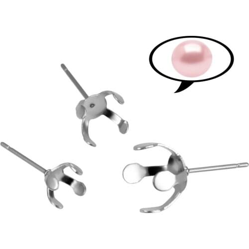 30Pcs Stainless Steel Silver Color Round Claw Prong Setting Stud Earring Blank Beads Base Earrings For DIY Jewelry Finding