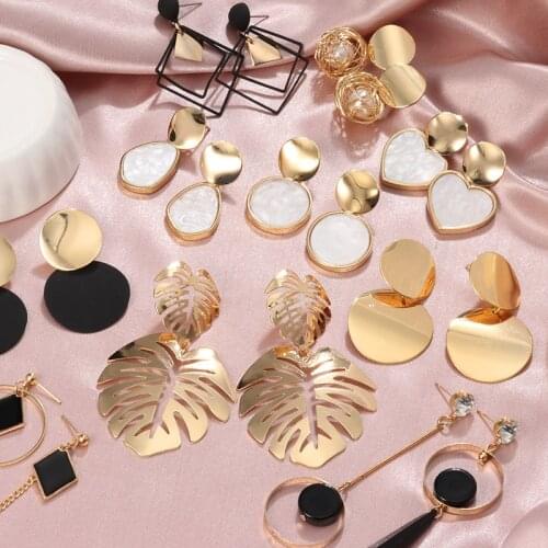 New Fashion Geometric Big Earrings for Women Statement Hanging Dangle Earrings Large Metal Earrings 2021 Trend Female Jewelry