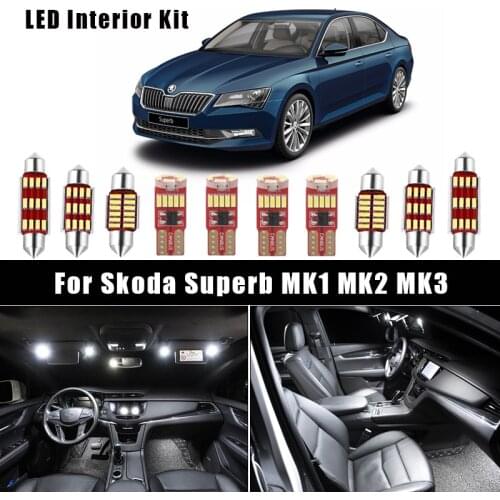 Canbus LED Interior Light Bulbs Kit For Skoda Superb 1 2 3 MK1 MK2 MK3 Sedan Estate 2001-2018 Vehicle Car Lighting Accessories